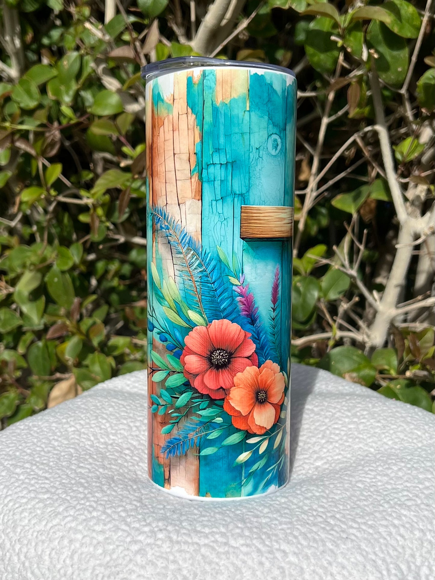 Flowered Cross Tumbler