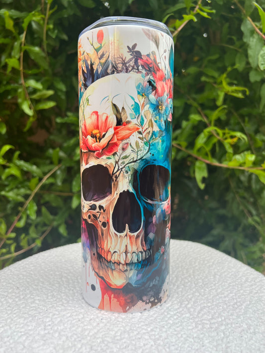 Floral Skull Tumbler