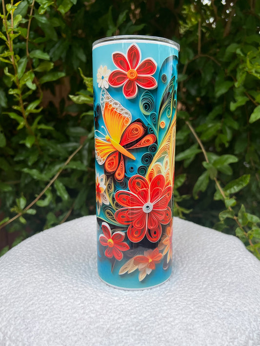 3D butterfly floral Tumbler