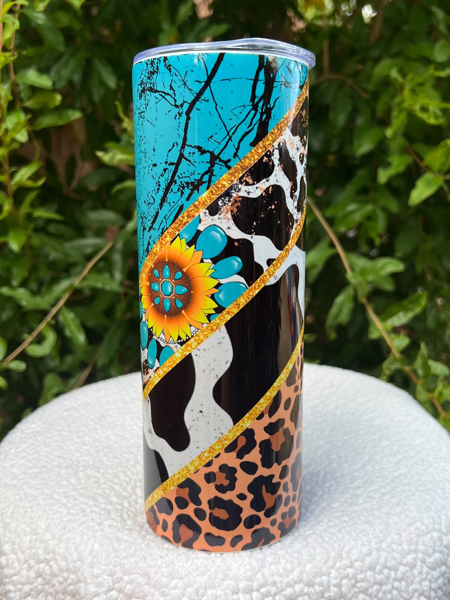 Turquoise animal print Tumbler