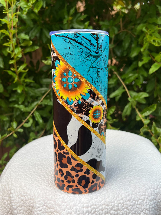 Turquoise animal print Tumbler