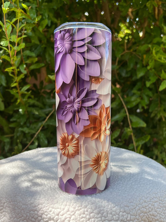 3D Purple Flower Tumbler