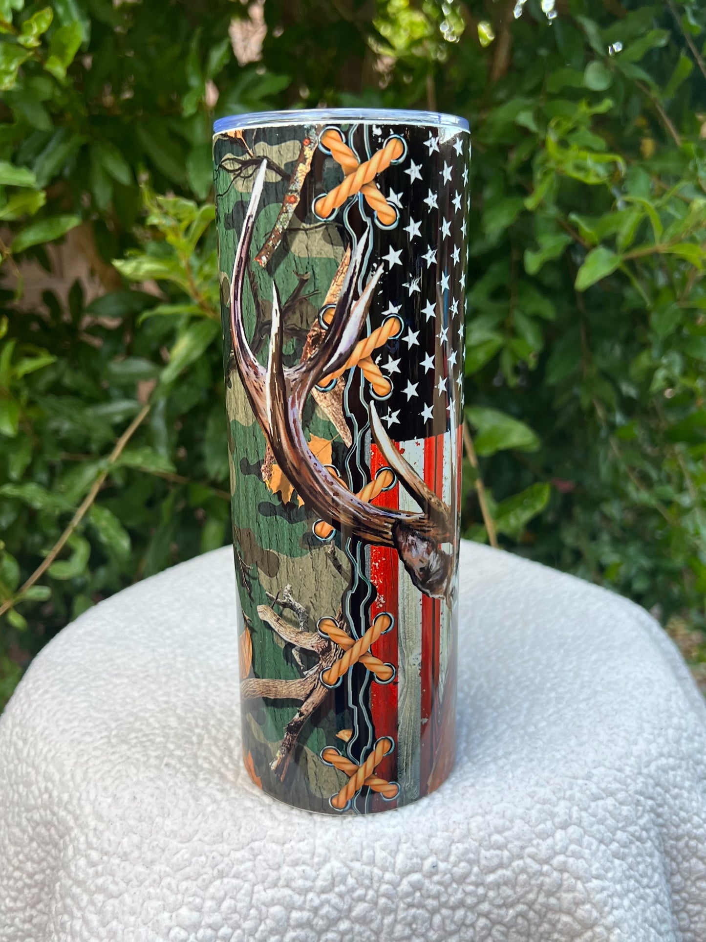 Flag Camo Deer Tumbler