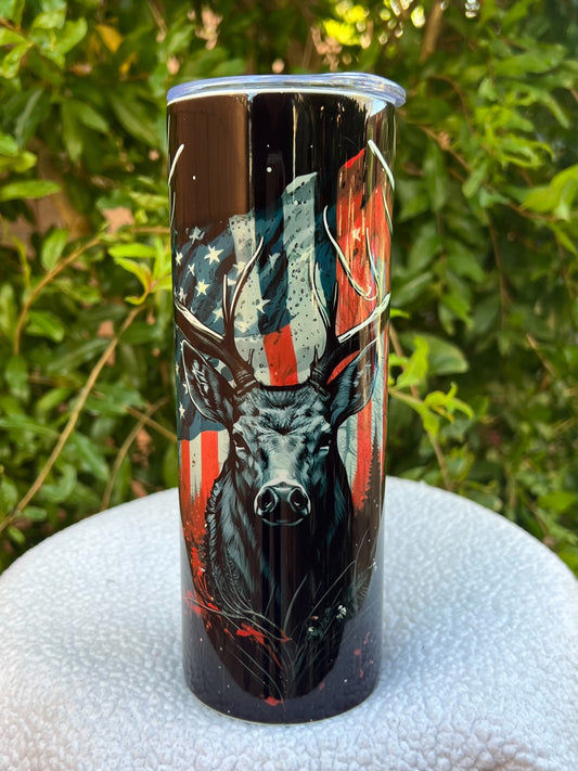 American Flag Deer Tumbler