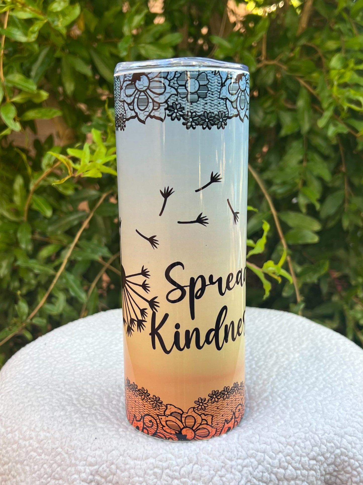 Spread Kindness Blue Peach Ombre Tumbler