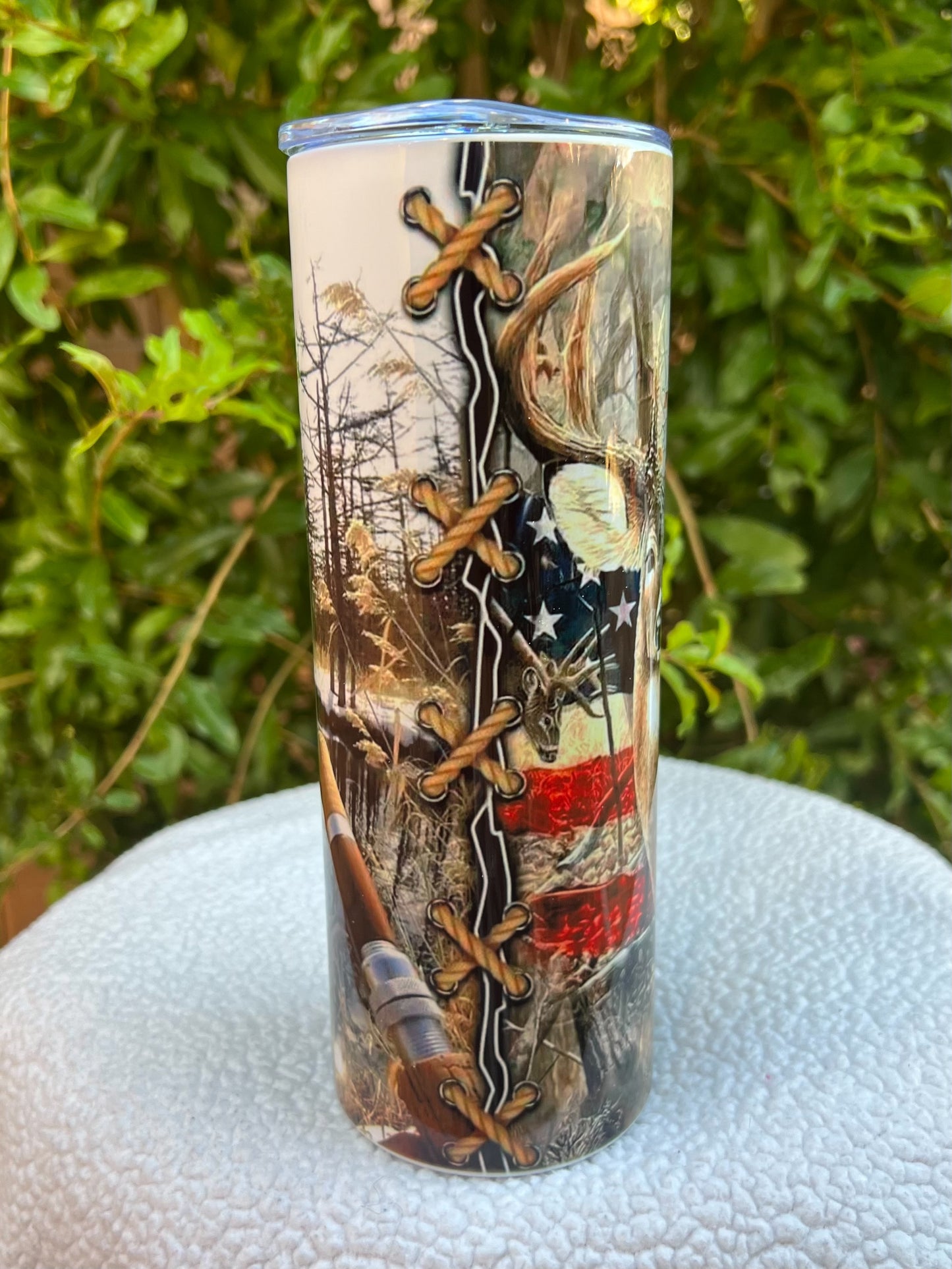 Fishing Rod Deer Flag Tumbler