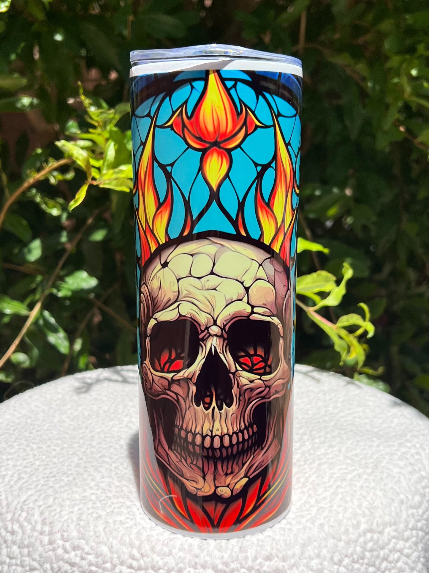 Stained Glass Skull Tumbler