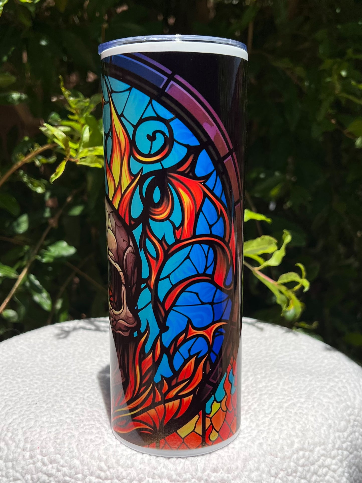 Stained Glass Skull Tumbler