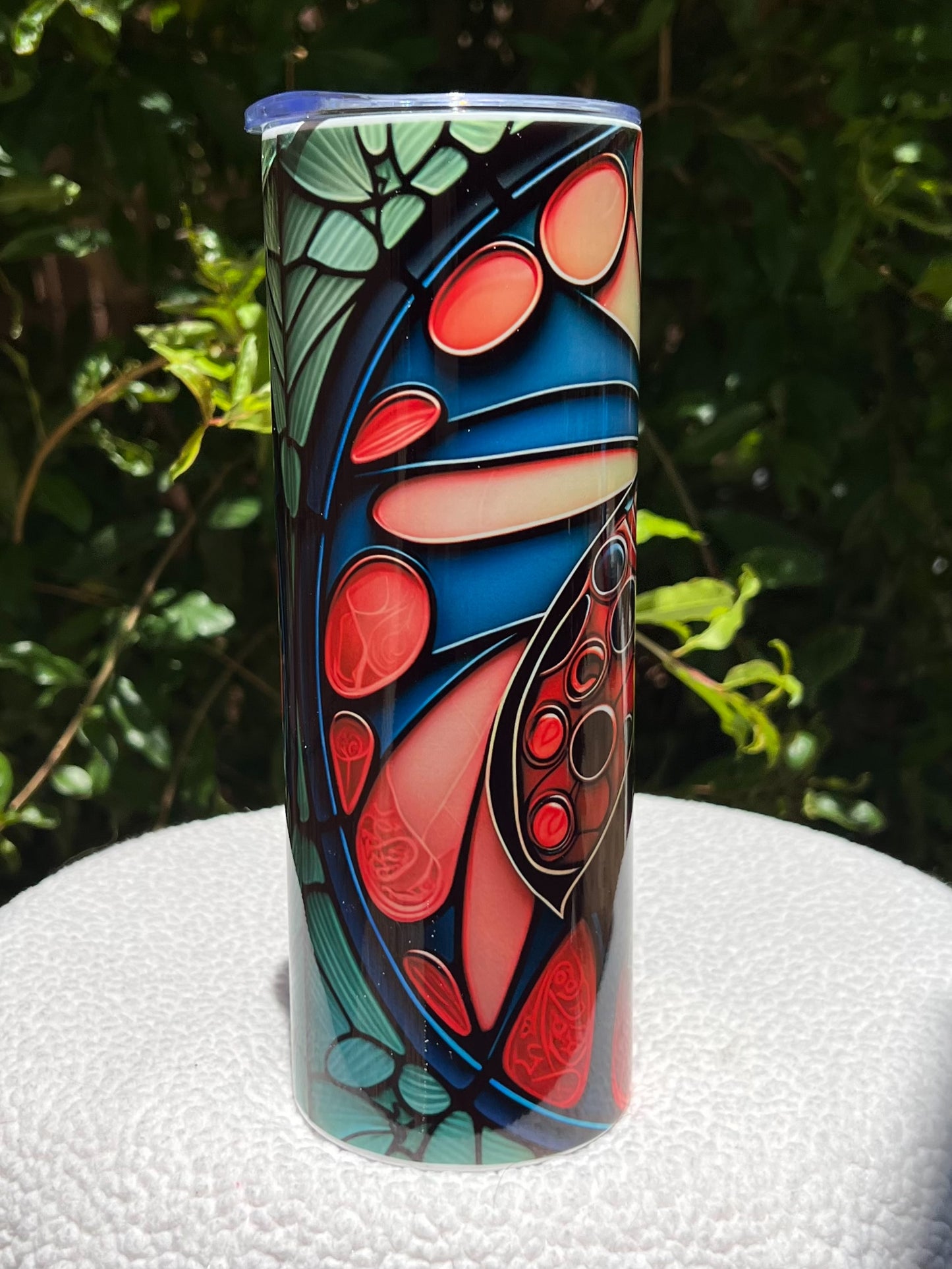 Stained Glass Lady Bug Tumbler