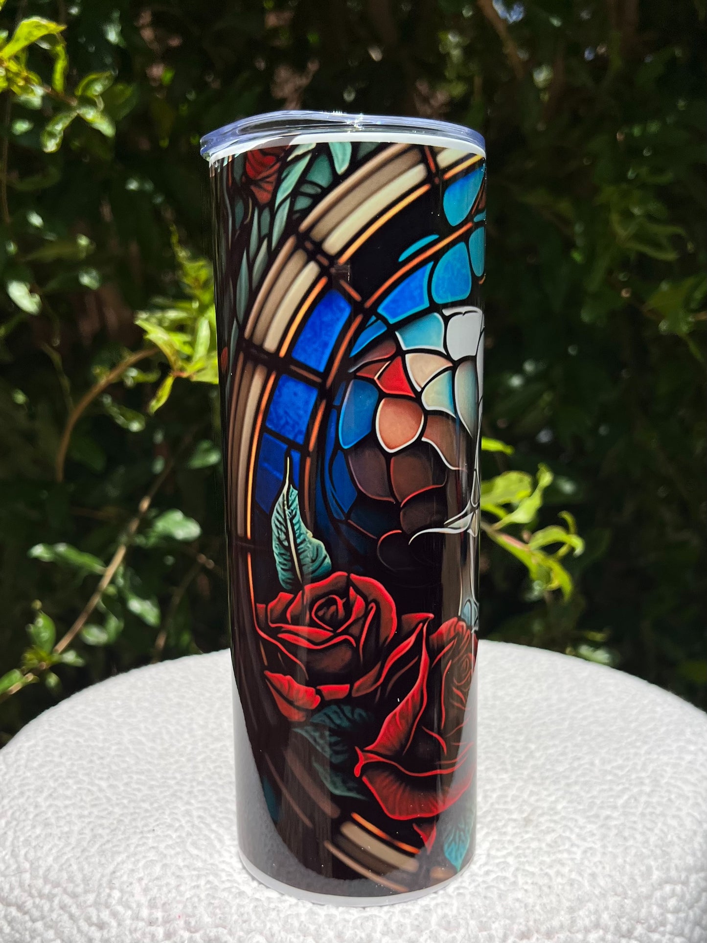 Double Skull Stained Glass Tumbler