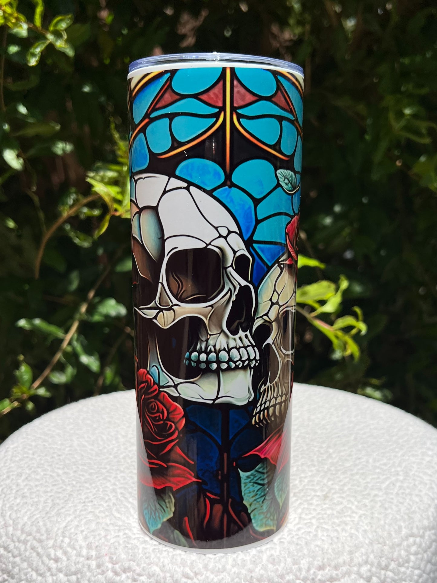 Double Skull Stained Glass Tumbler