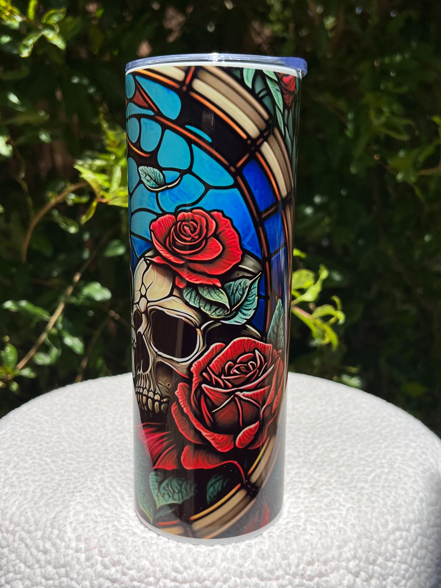 Double Skull Stained Glass Tumbler