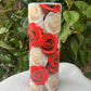 3D Red & White Roses Tumbler