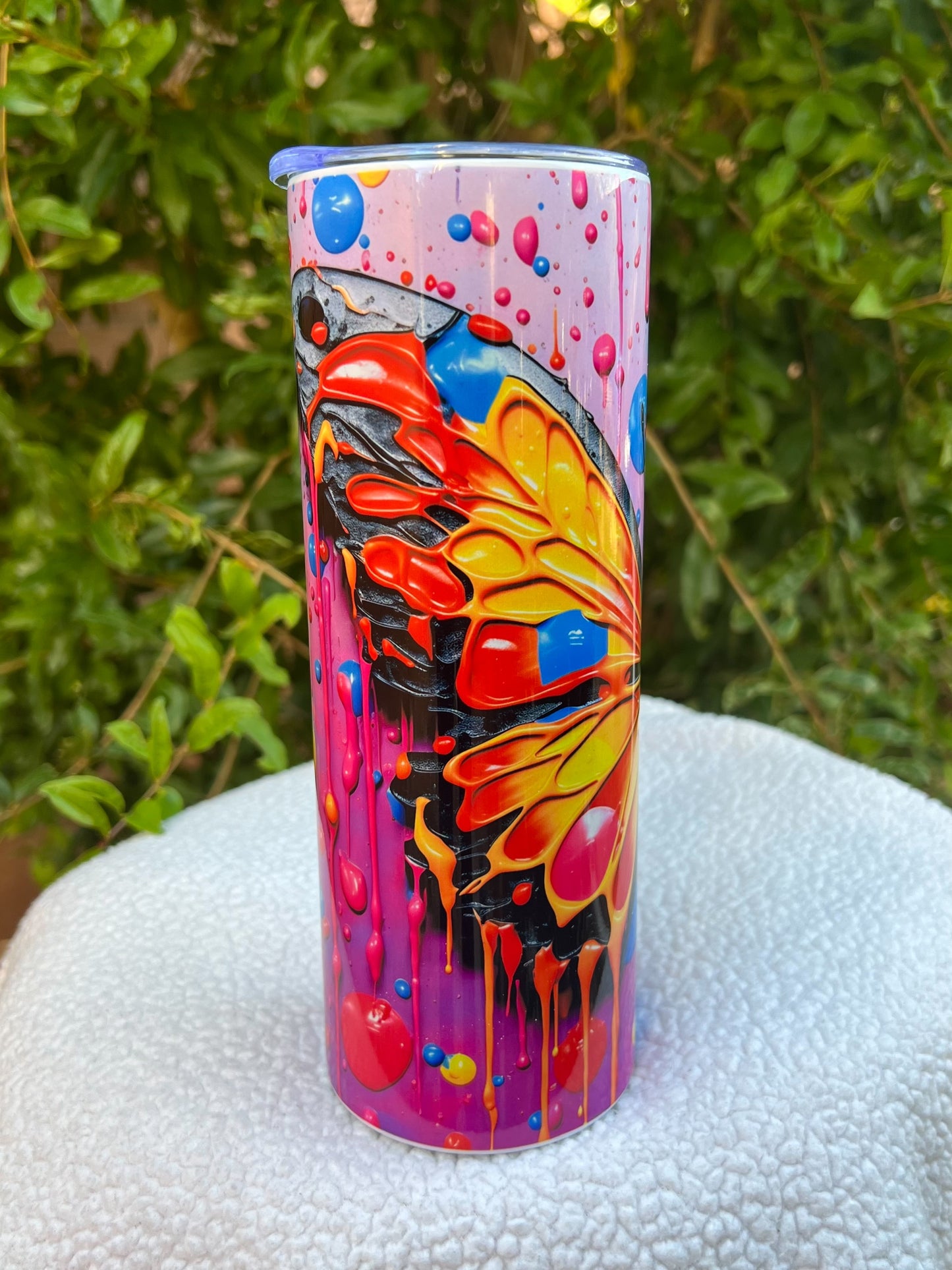 3D Purple Butterfly Paint Tumbler