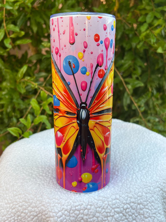 3D Purple Butterfly Paint Tumbler