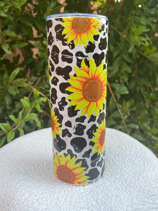 Sunflower Cow Print Tumbler