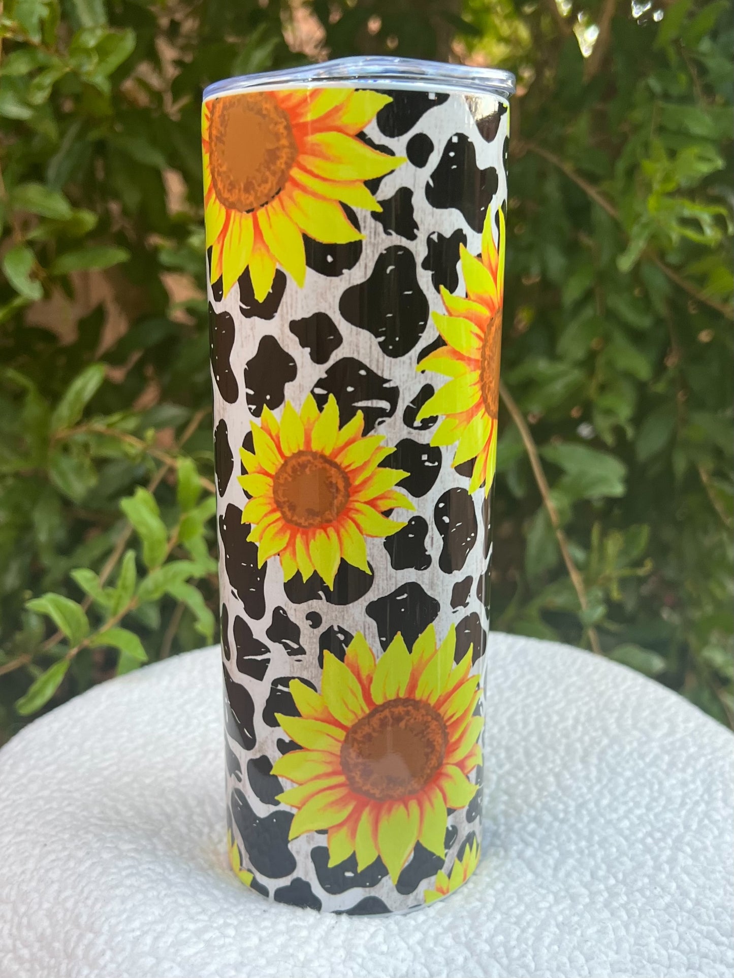 Sunflower Cow Print Tumbler