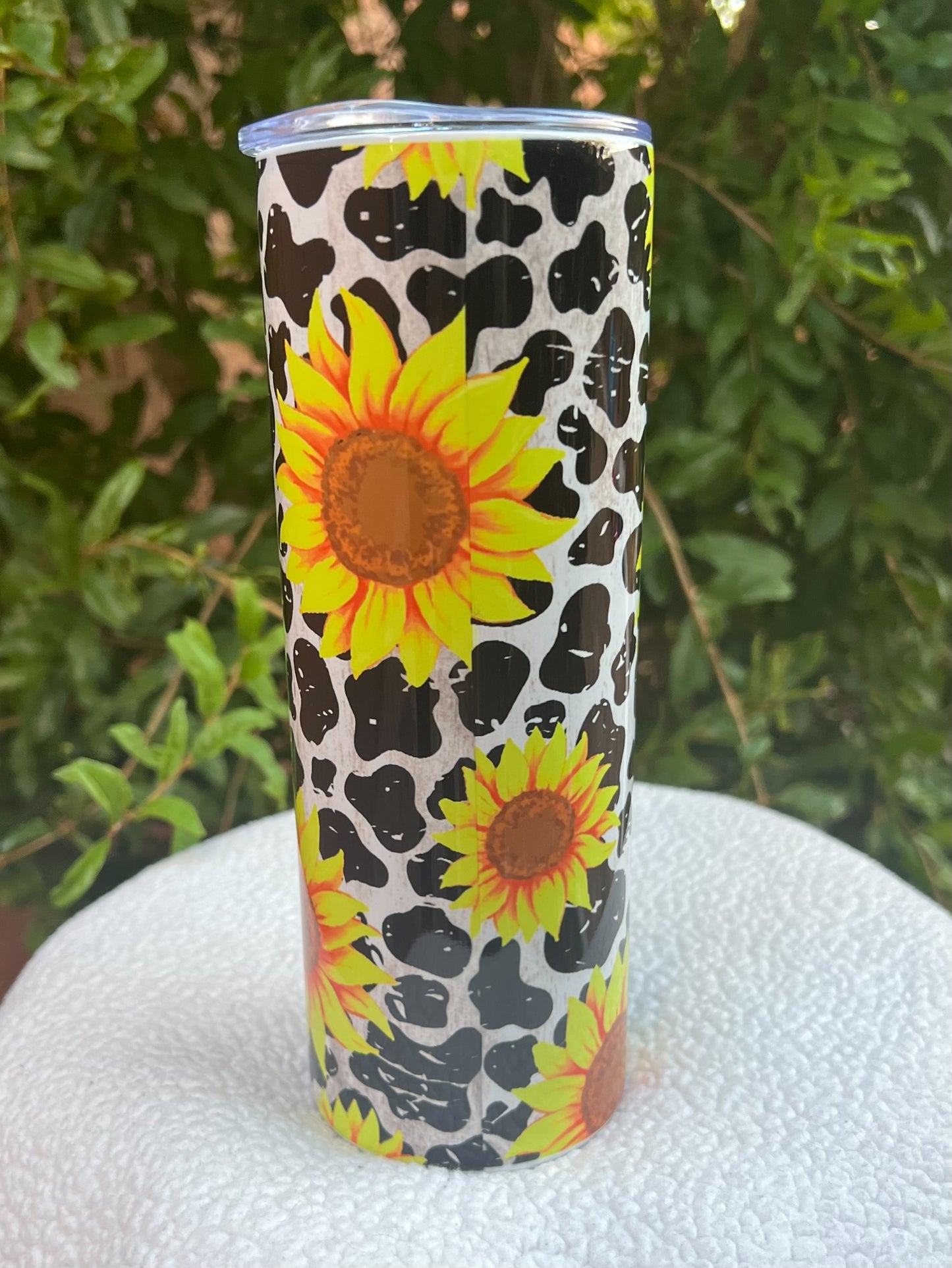 Sunflower Cow Print Tumbler